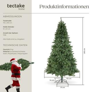 Tectake Künstlicher Weihnachtsbaum Dancer mit Spritzgussnadeln  