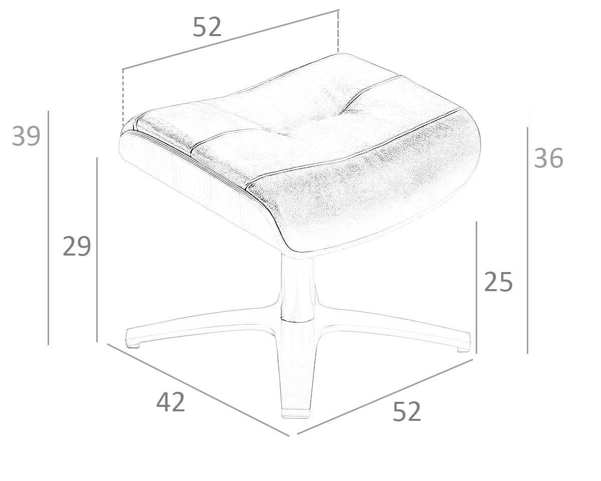 ANGEL CERDA  Pouf pivotant en cuir et bois de noyer 