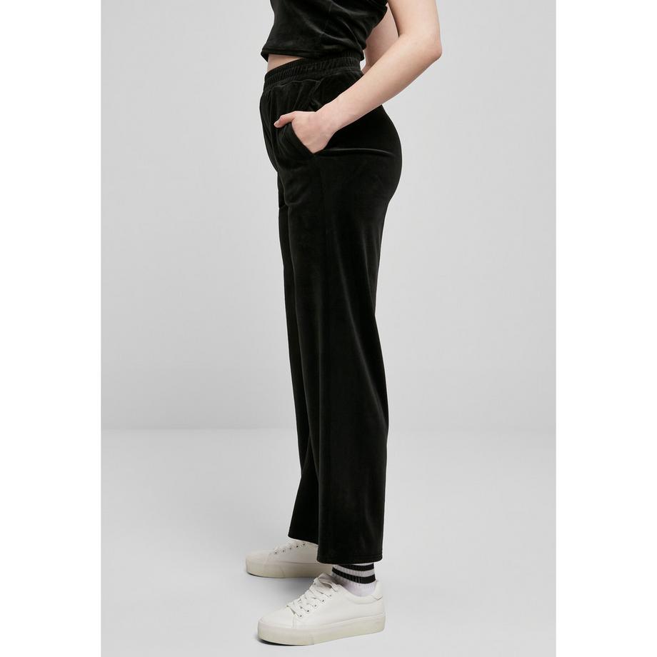 URBAN CLASSICS Pantaloni High Waist Straight Velvet  
