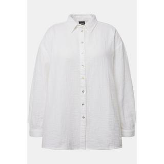 Ulla Popken  Camicia in mussola dal taglio oversize con collo da camicia e maniche lunghe 