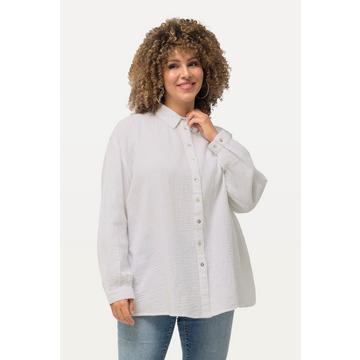 Chemisier oversize en mousseline, col chemise et manches longues