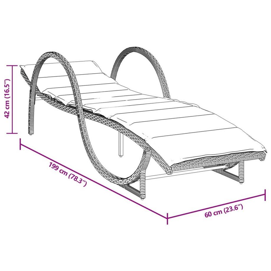 VidaXL Chaise longue rotin synthétique  