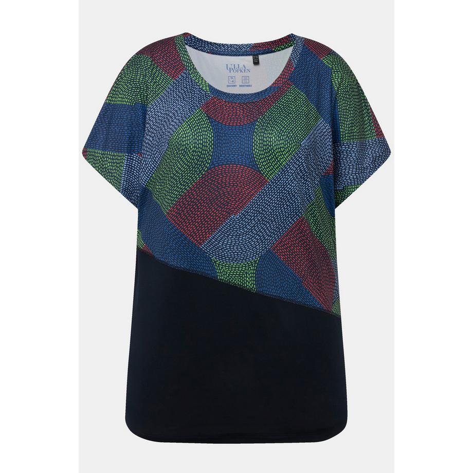 Ulla Popken T-shirt Fonctionnel Oversized Col Rond Manches Courtes Recyclé  