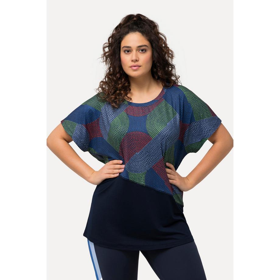 Ulla Popken T-shirt Fonctionnel Oversized Col Rond Manches Courtes Recyclé  