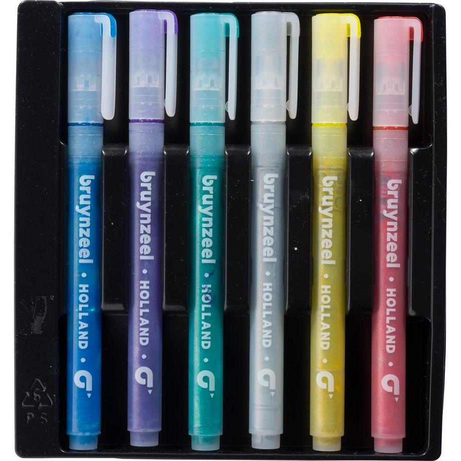 Bruynzeel BRUYNZEEL Glitzer Fasermalerset  6 Farben  