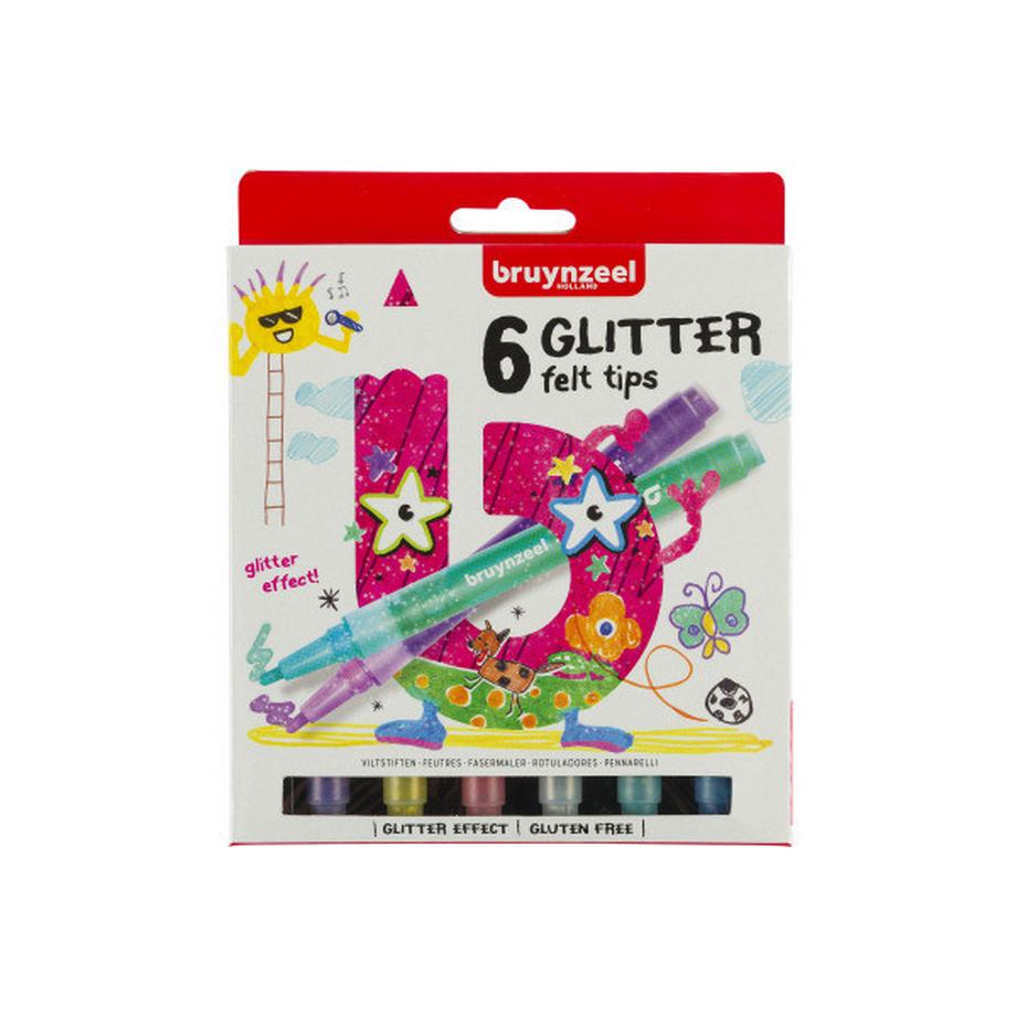 Bruynzeel BRUYNZEEL Glitzer Fasermalerset  6 Farben  