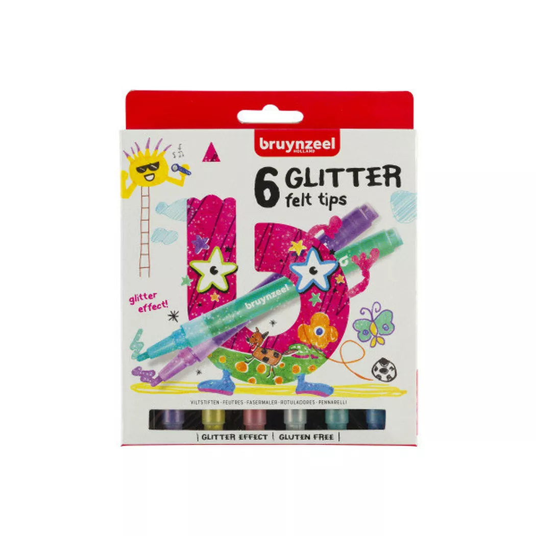 BRUYNZEEL Feutres paillettés Kids 60126006 6 couleurs