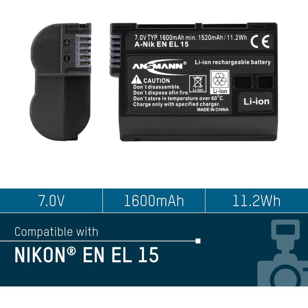 ANSMANN  A-Nik EN EL 15 Batteria ricaricabile fotocamera sostituisce la batteria originale (camera) EN-EL15 7 V 1600 mAh 