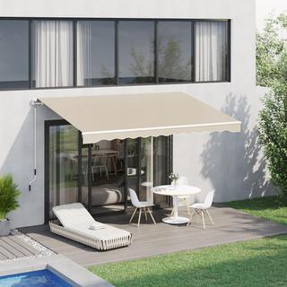 Northio Tenda Da Sole Con Braccio Estensibile Manuale 4 M Con Manovella Tenda Da Balcone Protezione Solare Montaggio A Parete Balcone Alluminio Bianco + Beige 395 X 245 Cm  