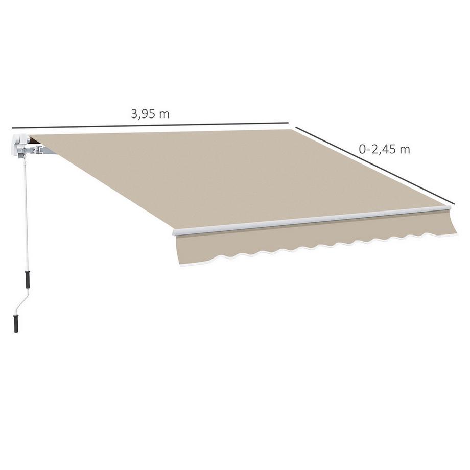 Northio Tenda Da Sole Con Braccio Estensibile Manuale 4 M Con Manovella Tenda Da Balcone Protezione Solare Montaggio A Parete Balcone Alluminio Bianco + Beige 395 X 245 Cm  