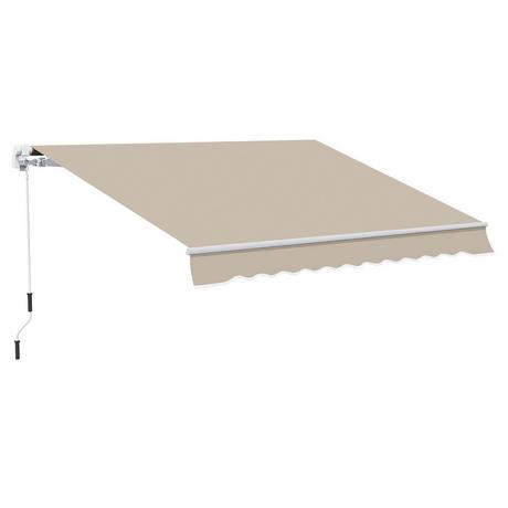 Northio Tenda Da Sole Con Braccio Estensibile Manuale 4 M Con Manovella Tenda Da Balcone Protezione Solare Montaggio A Parete Balcone Alluminio Bianco + Beige 395 X 245 Cm  