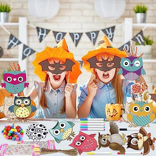 Activity-board  Set de bricolage hibou pour enfants, 227 pièces de bricolage hibou en bois, set de bricolage hibou pour décoration peinture thanksgiving 