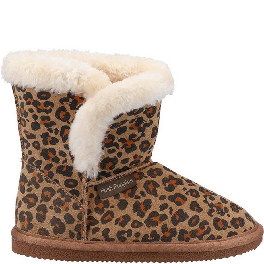 Hush Puppies Ashlynn Hausschuhe Leo-Muster Wildleder  