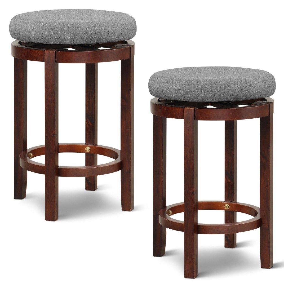 Northio Lot de 2 tabourets hauteur comptoir 66 cm tabourets de bar pivotants hauteur 42 x 42 x 66 cm gris et marron  
