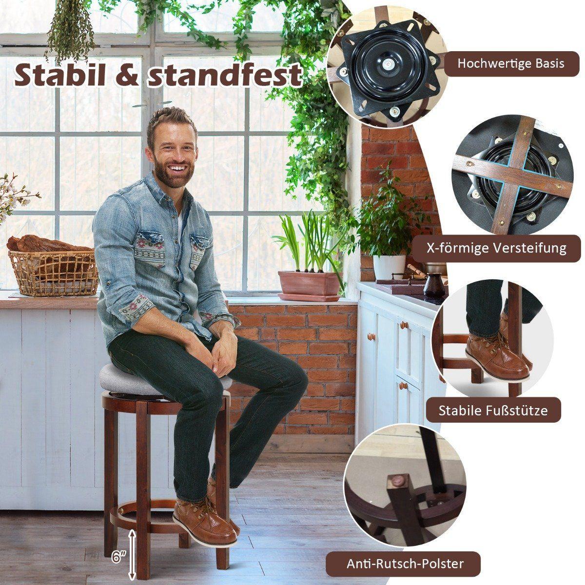 Northio Lot de 2 tabourets hauteur comptoir 66 cm tabourets de bar pivotants hauteur 42 x 42 x 66 cm gris et marron  