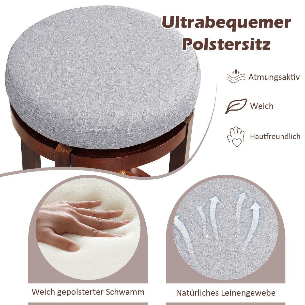 Northio Lot de 2 tabourets hauteur comptoir 66 cm tabourets de bar pivotants hauteur 42 x 42 x 66 cm gris et marron  