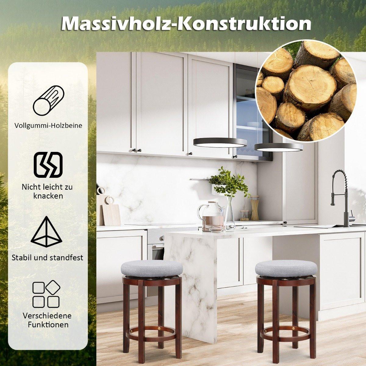 Northio Lot de 2 tabourets hauteur comptoir 66 cm tabourets de bar pivotants hauteur 42 x 42 x 66 cm gris et marron  