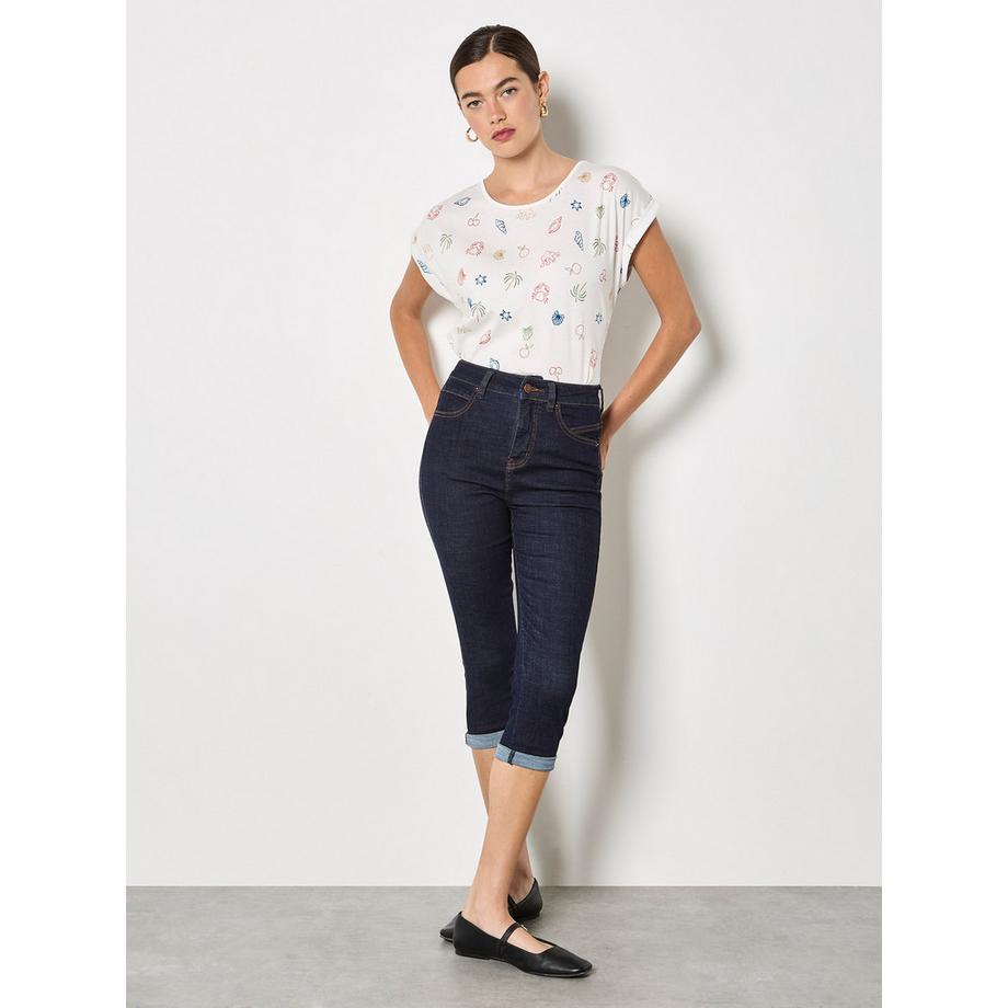 APRICOT T-shirt in jersey colorata con stampa tropicale  