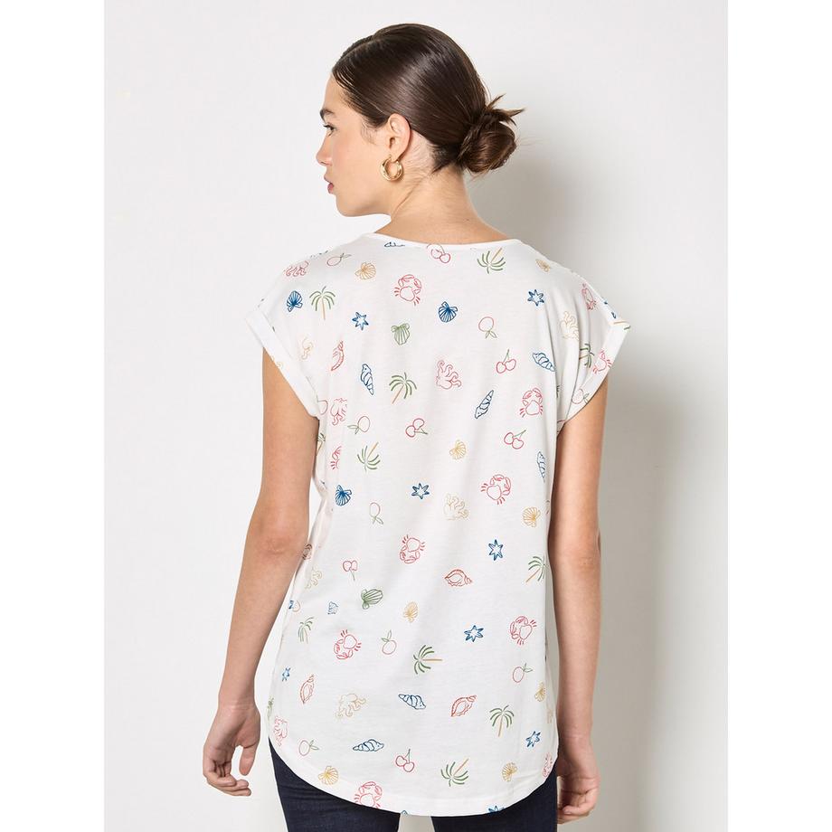 APRICOT T-shirt in jersey colorata con stampa tropicale  