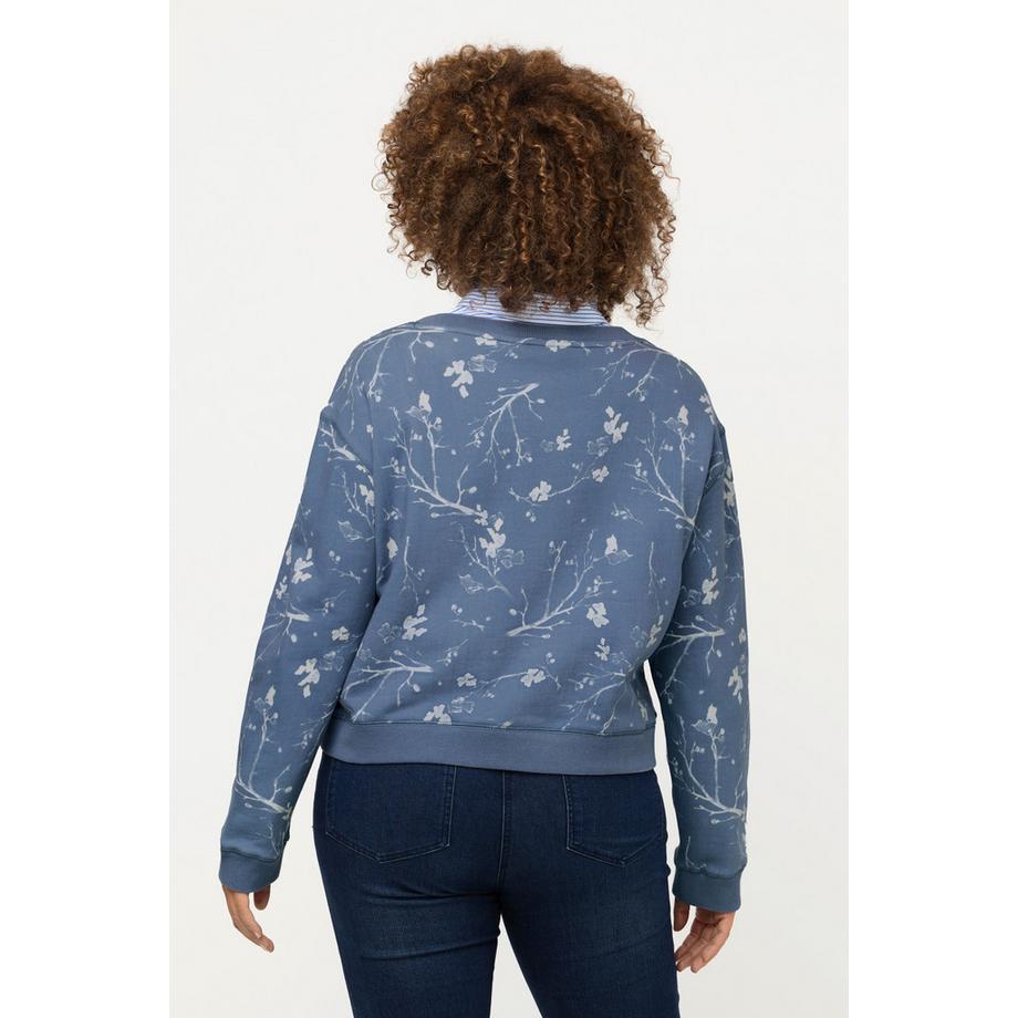 Ulla Popken Felpa Corta Oversize Girocollo Maniche Lunghe  