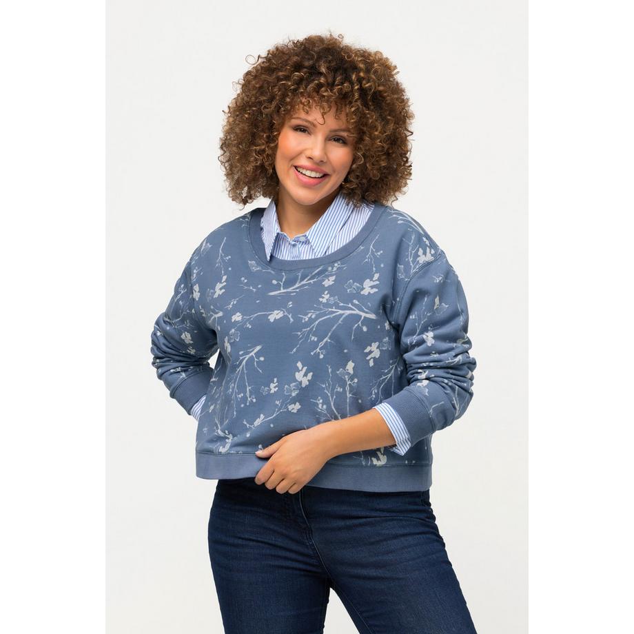 Ulla Popken Felpa Corta Oversize Girocollo Maniche Lunghe  