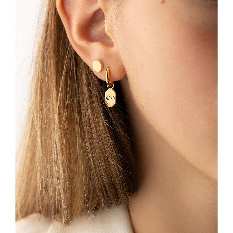 PHANTASYA  Clou d'oreille rond petit 1799 Plaqué rhodium 