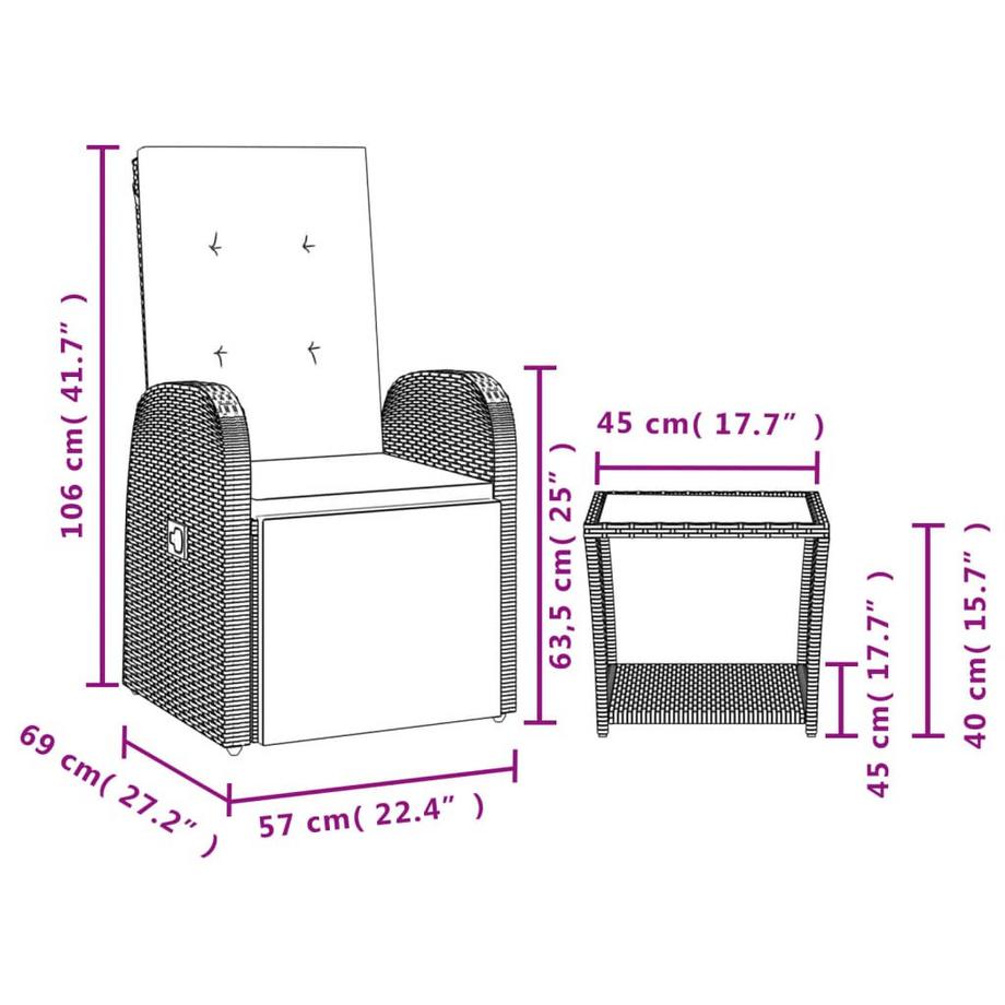 VidaXL set da pranzo da giardino Polirattan  