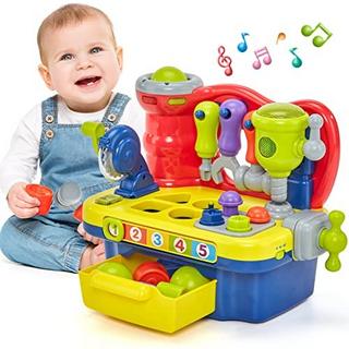 Activity-board  Babyspielzeug ab 1 Jahr Werkbank Kinder, Motorik-Würfel mit Musik-Lichtspielzeug 