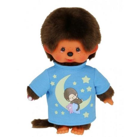 Monchhichi  Sekiguchi 223725 Original  Junge, aus em Plüsch, mit em Schlafshirt und Glow in The Dark Elementen, ca. 20 cm 