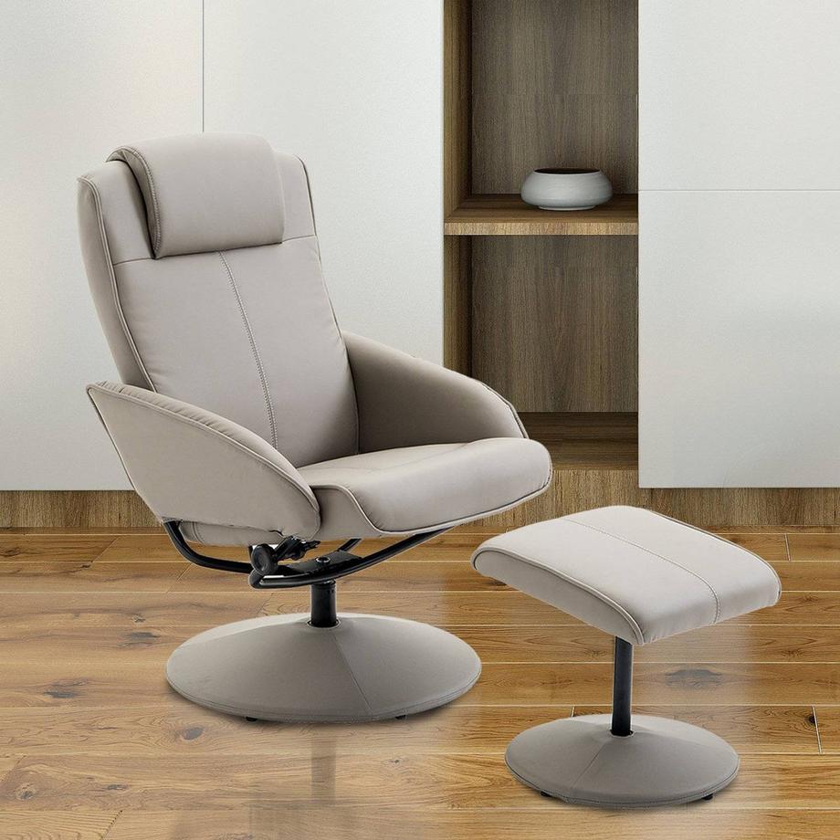 Northio Sedia Relax Sedia Tv Poltrona Girevole A 360° Con Poggiapiedi Grigio L78 × P71 × H101 Cm  