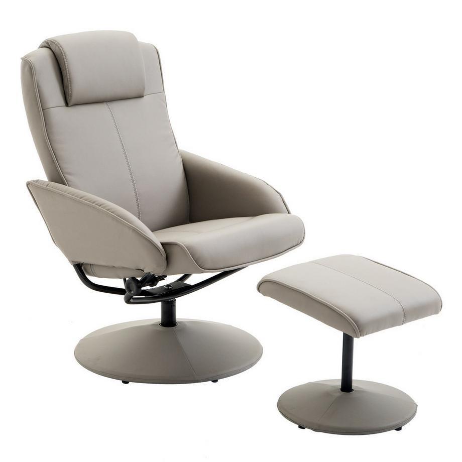 Sedia Relax Sedia Tv Poltrona Girevole A 360° Con Poggiapiedi Grigio L78 × P71 × H101 Cm