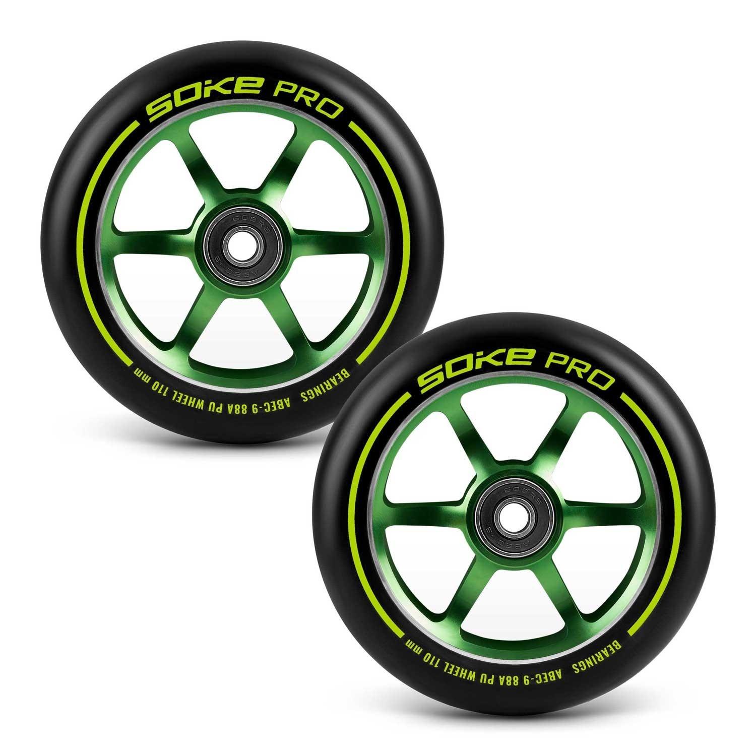 B2X  Roues vertes pour scooter 110 mm, pack de 2 