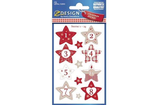 Z-DESIGN Z-DESIGN Sticker Weihnachten 52890Z Sterne 1-24 3 Stück  