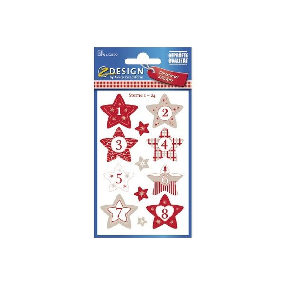 Z-DESIGN Z-DESIGN Sticker Weihnachten 52890Z Sterne 1-24 3 Stück  