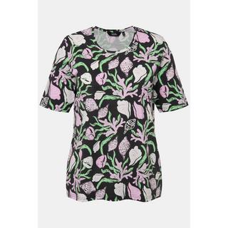 Ulla Popken  T-shirt classica con design a tema marittimo, scollo a girocollo e mezze maniche 