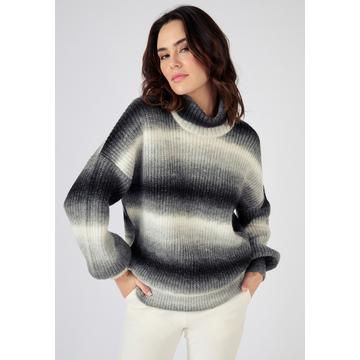 Pull ample en maille reliéfée, effet tricoté avec jeu d'ombré.