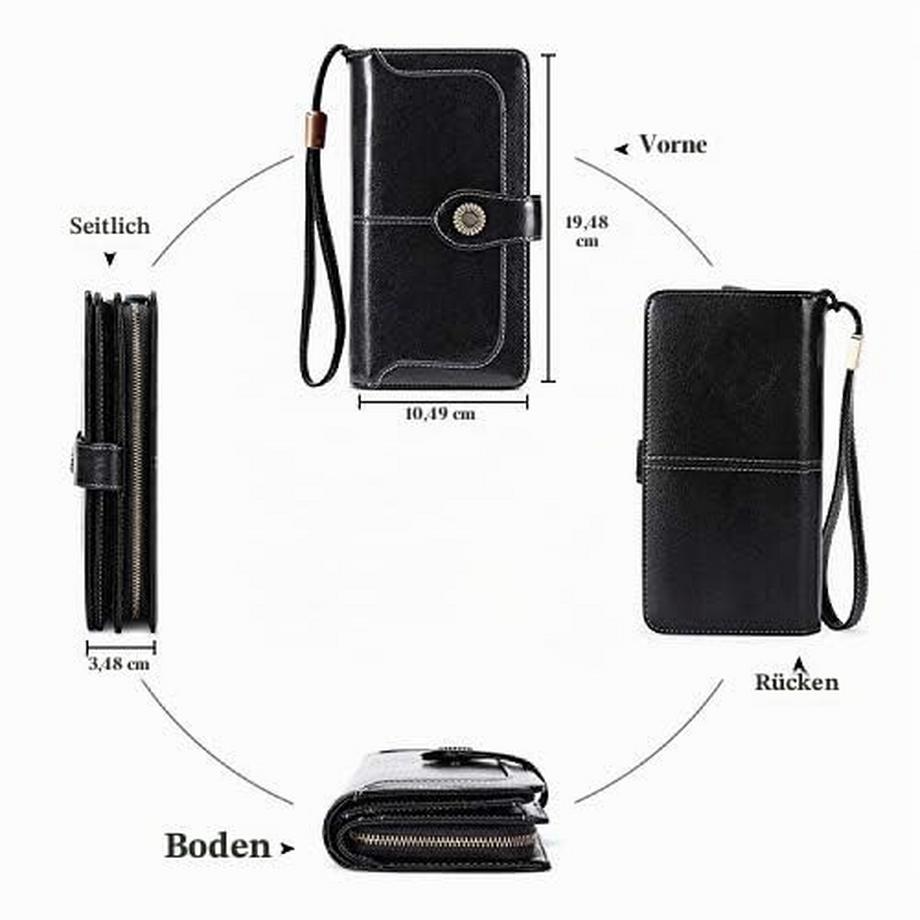 Only-bags.store Portefeuille En Cuir Grand Embrayage Protection RFID Bloquant le Porte-Monnaie Long de Grande Capacité avec 24 Emplacements pour Cartes  