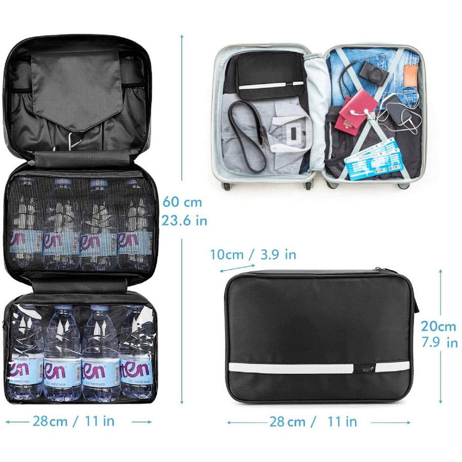 Only-bags.store Trousse de toilette à suspendre, trousse de toilette cosmétique, grande trousse de toilette avec crochets rotatifs à 360 Trousse de toilette à suspendre, trousse de toilette cosmétique, grande trousse de toilette avec crochets rotatifs à 360 