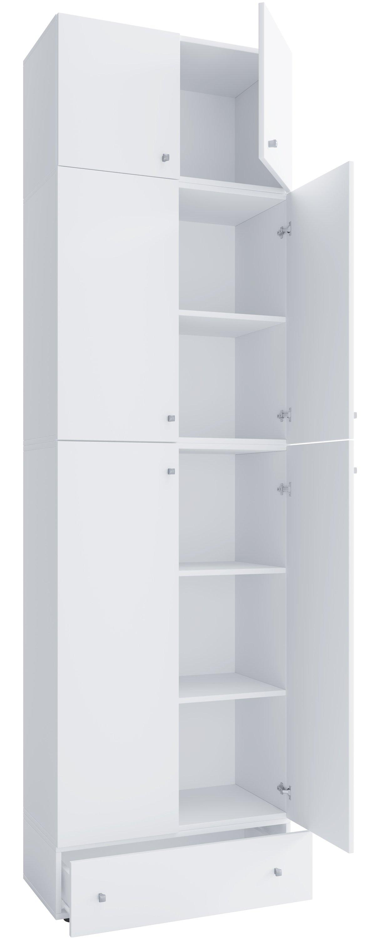 VCM XXXL Büroschrank mit 5 Fächern mit Aufsatz und Schublade | moderner Aktenschrank mit Drehtüren | Maße ca. H. 240 x B. 70 x T. 39 cm – Lona 5-Fach  