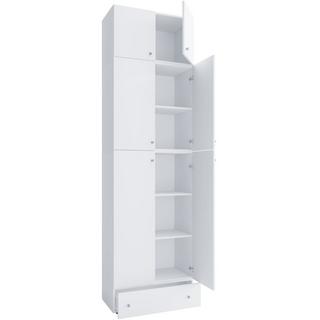 VCM XXXL Büroschrank mit 5 Fächern mit Aufsatz und Schublade | moderner Aktenschrank mit Drehtüren | Maße ca. H. 240 x B. 70 x T. 39 cm – Lona 5-Fach  