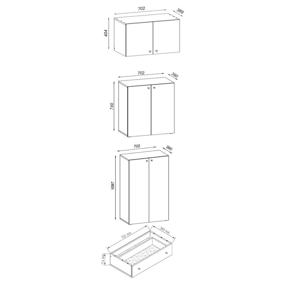 VCM XXXL Büroschrank mit 5 Fächern mit Aufsatz und Schublade | moderner Aktenschrank mit Drehtüren | Maße ca. H. 240 x B. 70 x T. 39 cm – Lona 5-Fach  