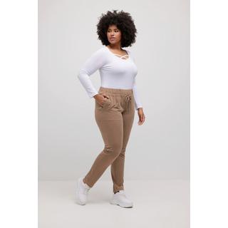 Ulla Popken  Pantalon Rena, jambes étroites, ceinture élastique, poches zippées 