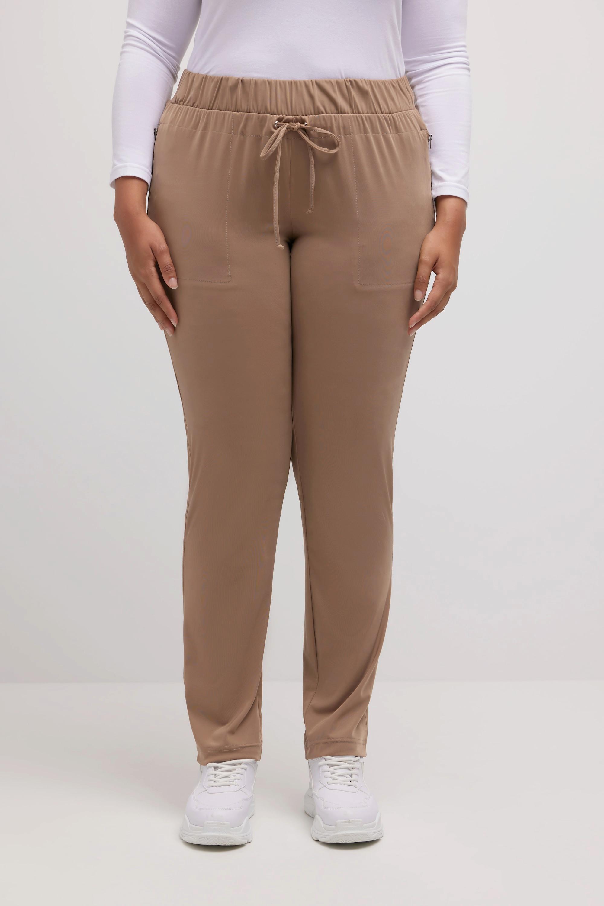 Ulla Popken  Pantalon Rena, jambes étroites, ceinture élastique, poches zippées 