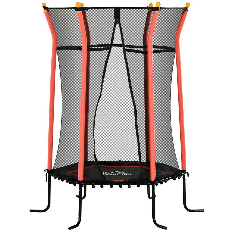 Northio  Trampoline pour enfants Ø163,5 cm, trampoline d'intérieur avec filet de sécurité, corde en caoutchouc, trampoline pour enfants jusqu'à 50 kg, pour enfants de 3 à 10 ans rouge 