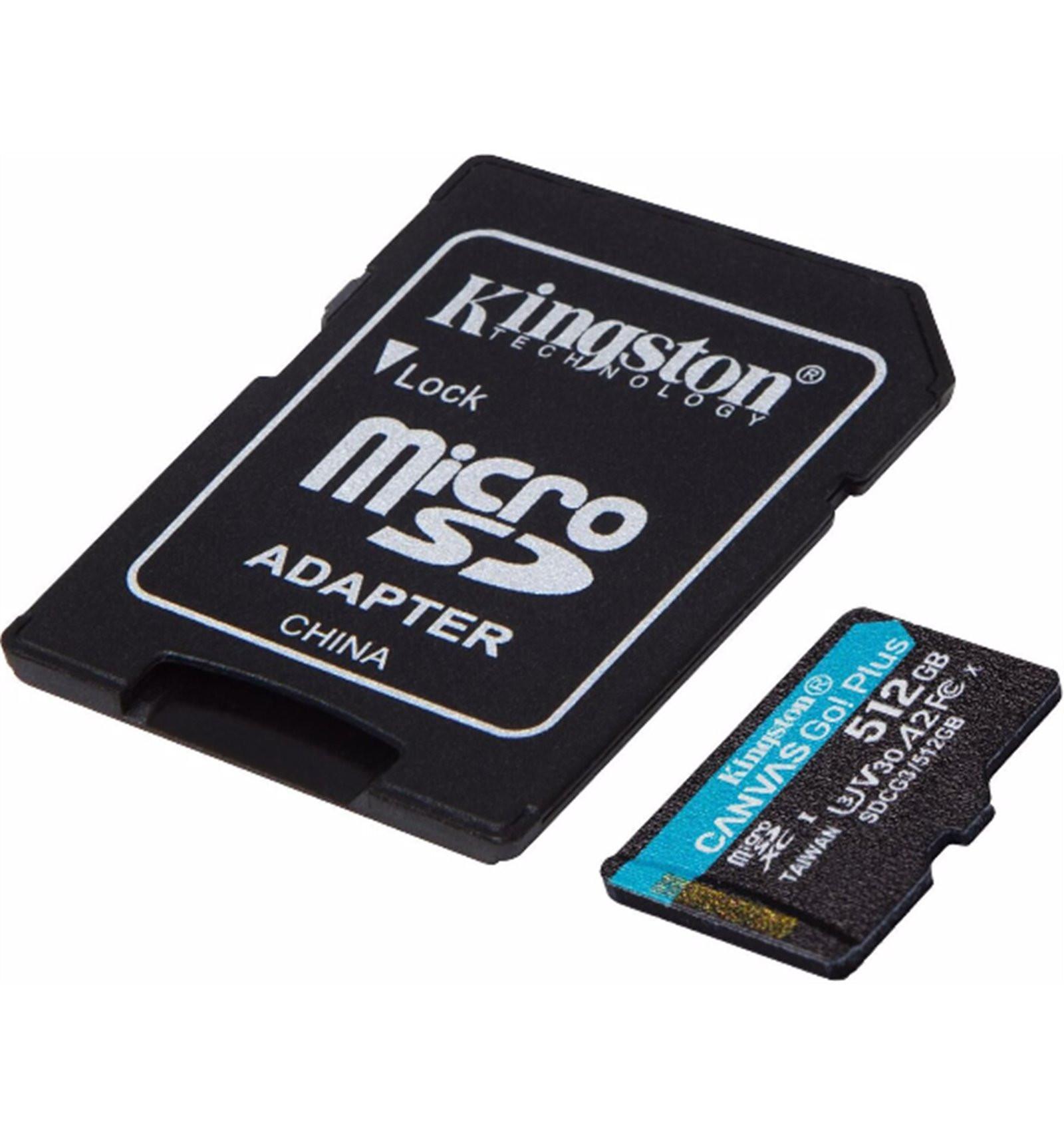 Kingston  Kingston Technology Scheda microSDXC Canvas Go Plus 170R A2 U3 V30 da 512GB + adattatore 