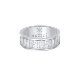 Kuzzoi  Bague Herren Bandring Schriftzug 925 Silber Oxidiert 