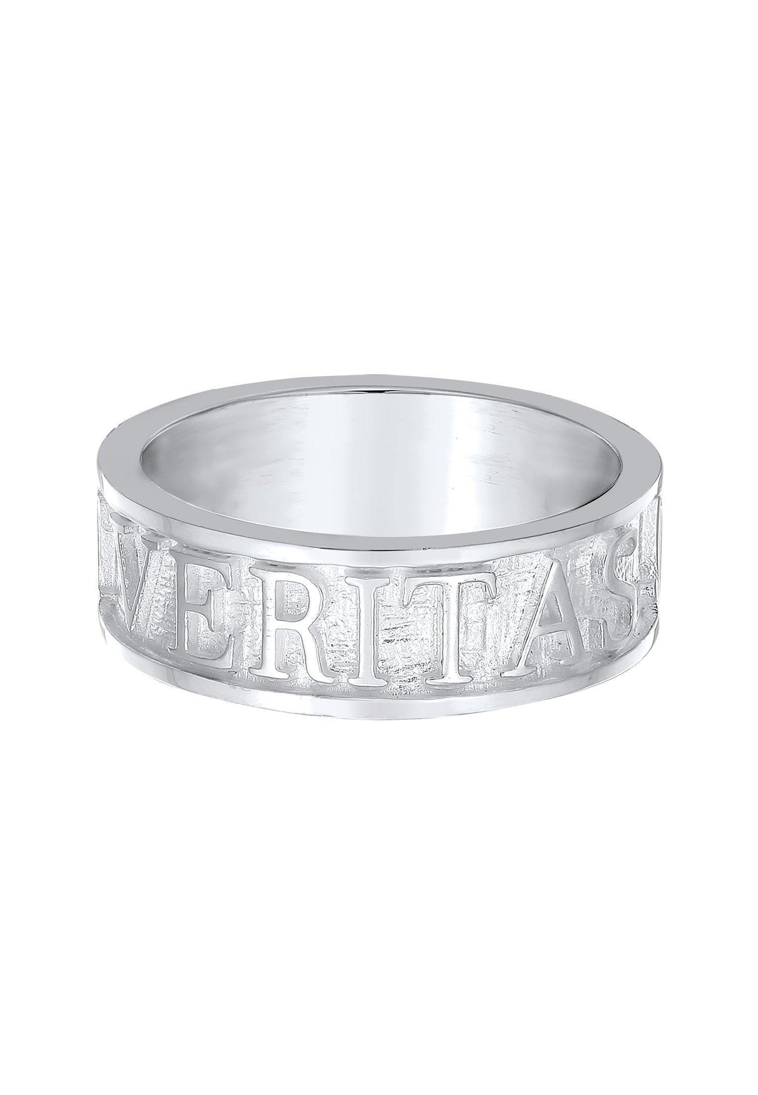 Kuzzoi  Bague Herren Bandring Schriftzug 925 Silber Oxidiert 