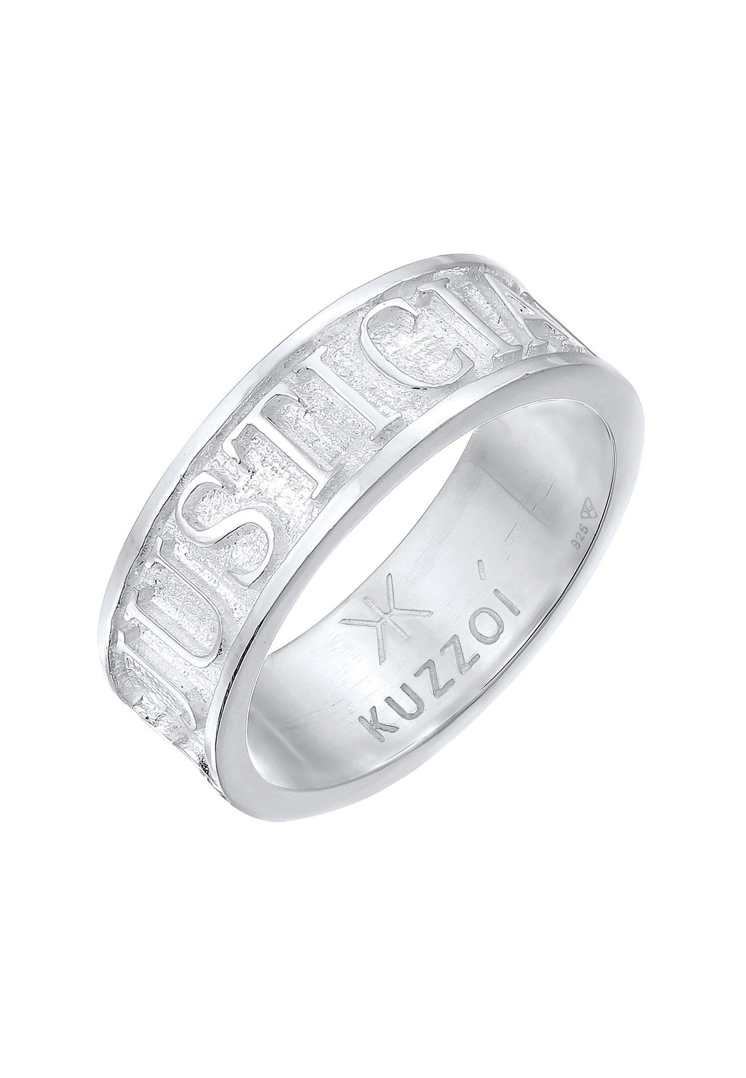 Kuzzoi  Bague Herren Bandring Schriftzug 925 Silber Oxidiert 