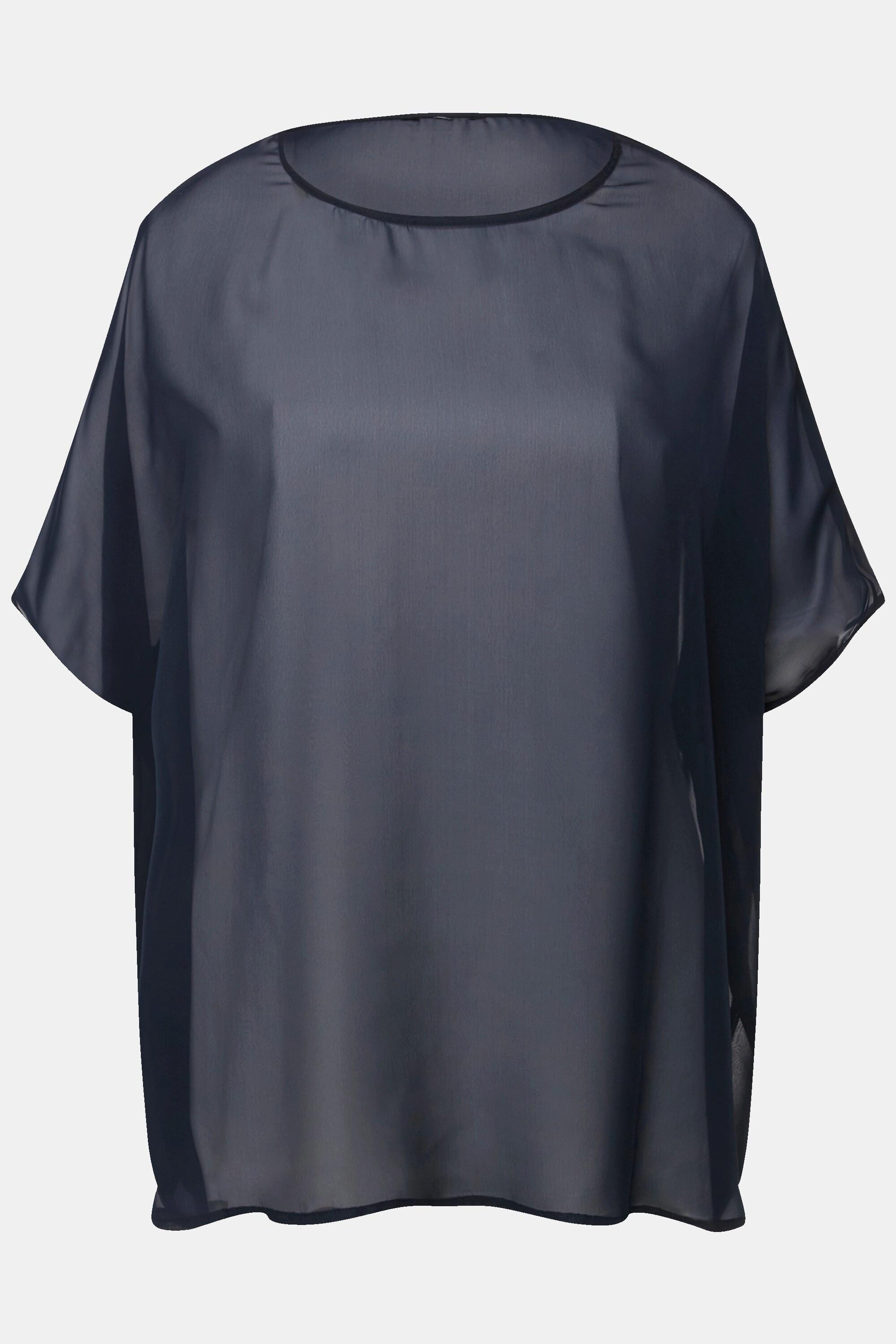 Ulla Popken  Chiffonbluse, Oversized, Rundhals, Halbarm 