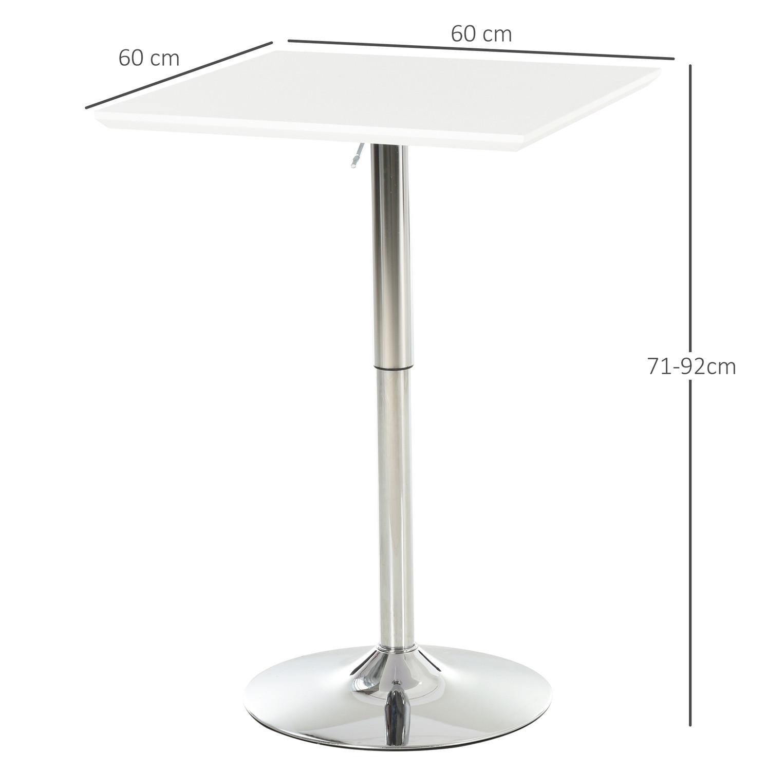 Northio Table Bistro Pub Table De Bar Réglable En Hauteur, Carrée, Acier, Blanc, 60X60X71-92Cm  